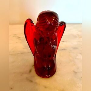Kneeling in Prayer Red Glass Angel